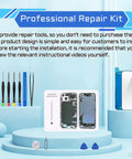 iPhone 14 6.1 Inch Screen Replacement With Proximity Sensor And Earspeaker Flex Cable, tools and guide shown.