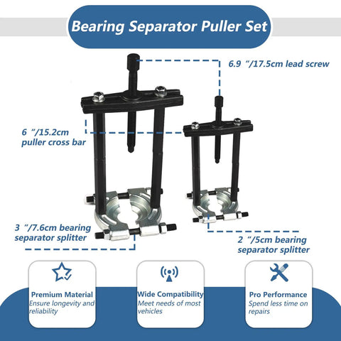Fourteen Piece Bearing Puller Set With Bearing Separator 2 In And 3 In Splitters For No Fuss Removal Of Bearings Pulleys Gears