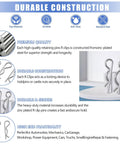 Heavy Duty Zinc Plated R Clips And Cotter Pins Kit, 220 Piece Spring Fastener Assortment with Durable Steel Construction