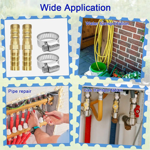 Brass Hose Barb Fittings Repair Kit for Water, Fuel and Air Lines showing wide application for pipe and gas transportation