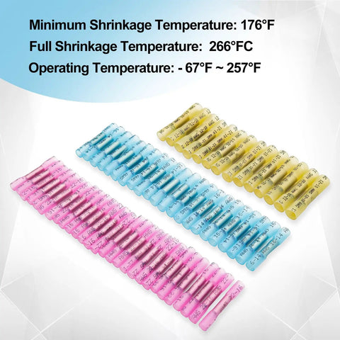1500 Pack Heat Shrink Butt Connectors 16-14 AWG 22-16 AWG 12-10 AWG Waterproof Electrical Insulated Crimp Wire Splice Kit.