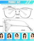 Four Pack Anti Fog Safety Glasses For Women Nurses Anti Blue Light Blocking Eye Protection ANSI Z87 Plus Scratch Resistant UV Shield size chart.