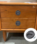 Zinc Alloy Flush Ring Pull Handle 43.5mm 1.71 Inch with screws in black on wooden drawer ideal for cabinet or sliding door use