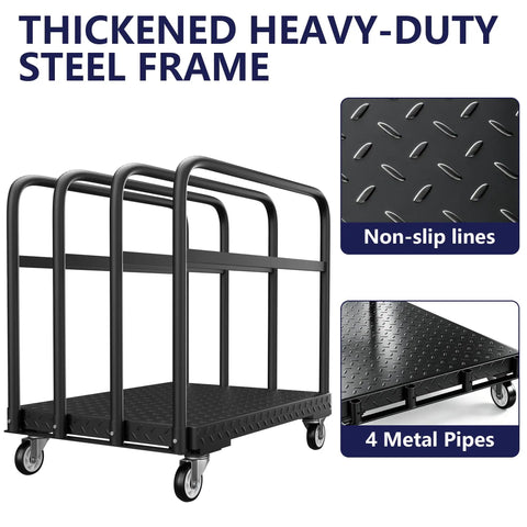 Heavy Duty Panel Push Cart Builds Tough Converts To A Flatbed Dolly, thickened steel frame with 4 metal pipes and non-slip surface.