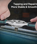 Using 76-Piece SAE and Metric Tap and Die Set With Extendable Ratcheting Handle for threading metal rod
