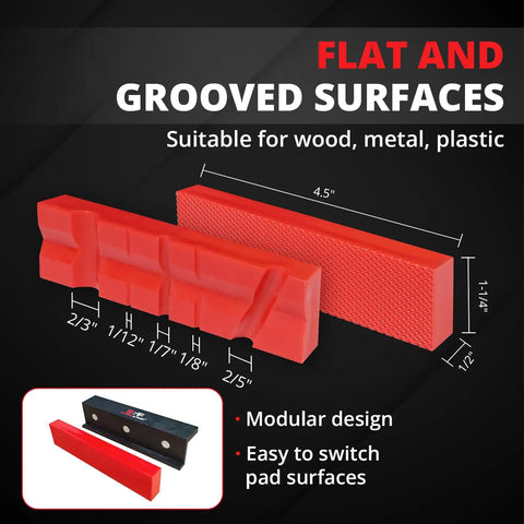 4.5 Inch Soft Vise Jaws With Z Holder, Magnetic TPU Pads, 2 Pairs, Delicate Clamping for Woodworking Metal and Plastics shown