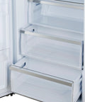 Interior view of the twenty eight inch built in convertible refrigerator and freezer 13 cu ft white kitchen essentials with clear drawers.