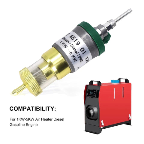 Oil Fuel Pump With Double Filter For 2KW 3KW 5KW Diesel Heater Inline Electric Dosing Pump Pulse Metering Fuel Delivery For Webasto And Eberspacher Heaters