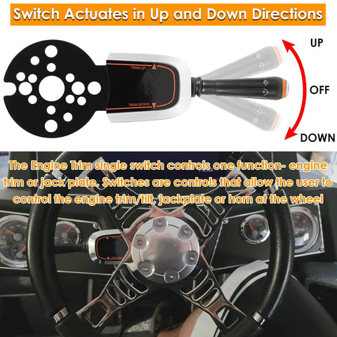 Bezel Control Switch For Seastar Hydraulic, Cable And Tilt Steering, Blinker Trim System diagram showing switch functions