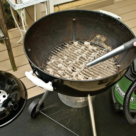 All Purpose Ash Vacuum For Fireplaces And Grills With 10 Amp Power, Quiet Yet Heavy Duty Cleanup For Warm Or Cool Ash in use on BBQ grill