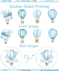 Blue Hot Air Balloon Baby Shower Decorations Kit Featuring 24 Hanging Swirls And Streamers With Cloud And Plane Travel World Theme