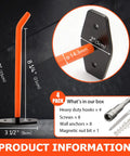 Heavy Duty Garage Hooks 4 Pack Wall Mount Tire Storage System With Anti Slip Coating Holds Up To 88 Lbs with dimensions and accessories.