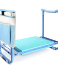 Heavy Duty Garden Kneeler And Seat 2In1 Foldable Stool with widened thick kneeling pad and tool pouches in blue