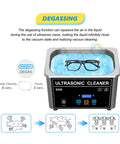 Hualuck 800ml Ultrasonic Cleaner With Heater And Timer, showing glasses in ultrasonic bath for effective cleaning.