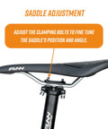 Crossfire Bike Seat Post 350mm Length, 27.2mm Diameter, AL6061 Aluminum, saddle adjustment bolts visible under saddle