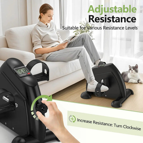 Under Desk Elliptical And Mini Exercise Bike For Easy At Home Or Office Workouts, Seated Leg And Arm Exerciser With Magnetic Pedals