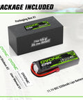 Beefy 5200mAh 11V 80C 3S RC LiPo Battery With T Connector packaging contents including box, stickers, and manual.