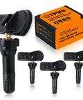No Drama Installation 433 Mhz Tire Pressure Monitoring Sensors 4 Pack Preprogrammed Setup for Hyundai Kia Genesis displayed with sensors and box.