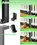Assembly instructions for Eight Pack Heavy Duty Fence Post Repair Stakes Kit with images showing installation steps.