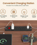 Power outlet with devices charging on Farmhouse L Shaped Electric Standing Desk Boss Level Height Adjustable Sit To Stand Setup