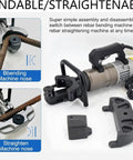 Heavy Duty 1800W Electric Rebar Bender Hydraulic Steel Bar Tool showing bending and straightening machine nose attachments.