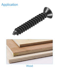 M3 x 20mm Wood Screws Phillips Flat Head Carbon Steel Self Tapping Black Oxide 200 Pcs shown with wood application