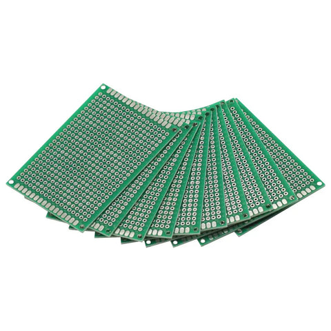 10 Pack 5x7 Cm FR4 Double Sided Prototype PCB Tinned Universal Breadboard Prototyping Board For Quick Prototyping, Breadboard Friendly
