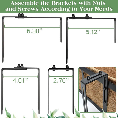 Bracket assembly guide for Heavy Duty 24 Inch Metal Planter Boxes For Windowsill And Balcony Railings With Coco Coir Liners 2 Pack.