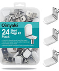 24 Pack Nickel Plated Shelf Pins And Pegs 5Mm With Anti Slip Caps in a carrying box, designed for kitchen pantries and home bookcases.