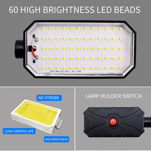 Close-up of LED panel showing 60 high brightness LED beads for Magnetic Work Light 2000 Lumens With 20 Inch Flexible Arm For Garage And Shop