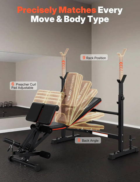 All In One Olympic Weight Bench With Roman Chair Preacher Curl And Leg Extension Foldable 1870 Pound Capacity Wide Bench Press Rack