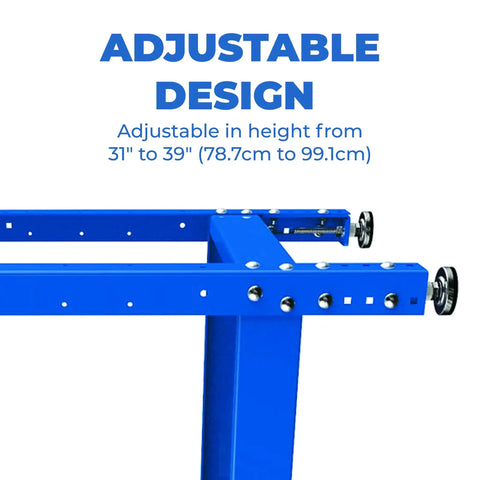 Multi Purpose Shop Stand With Adjustable Height From 31 To 39 Inches Beefy 12 And 16 Gauge Steel Table showing adjustable height.