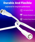 Heavy Duty 10 Foot Extension Cord For Govee Prism Outdoor Lights Plug And Play Three Pin Design with weather resistant jacket.