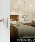 Modern kitchen illuminated by BR30 LED Flood Light Bulbs 65W Equivalent, 3000K Soft White, Dimmable, 650 Lumens, 8.5W, Energy Star.