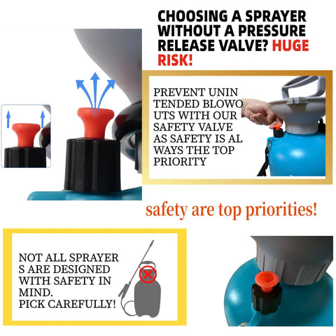 Upgraded Reinforced 1.3 Gallon Pump Pressure Sprayer For Plants And Weed Control With Adjustable Nozzles safety valve feature