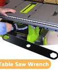 Table Saw Wrench Set Fits RTS10 RTS21 BTS10 BTS10S BTS12S And Combo00139 shown with a green table saw for adjustments.