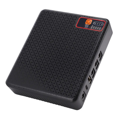 Straight Up Reliable Compact Us Plug Ups Battery Backup For Routers And Modems Delivers 12000Mah Reserve Power, black, compact design, ports visible.