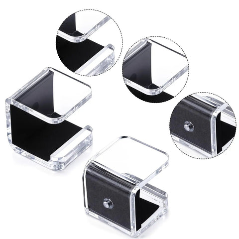 Close-up of 2 Pack Hockey Stick Wall Mount Rack Duo, acrylic holder with anti scratch pad and screws, clear finish.