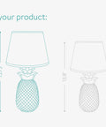 Gold Pineapple Table Lamp With Ceramic Base dimensions comparison, 15.75 inch tall ceramic base and black shade