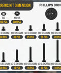 600 Piece Flat Head Nuts And Bolts Assortment Kit M3 0.5 Pitch Screws 4 5 6 8 10 12 16 20 25 30mm Countersunk With Washers Carbon Steel