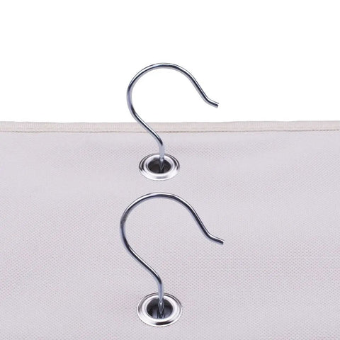 Hooks on Hanging Purse Organizer With 10 Pockets Grab And Go Nonwoven Closet Storage Bag, breathable material detail
