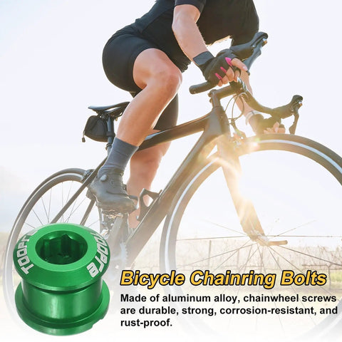 5 Piece M8 Aluminum Alloy Chain Ring Bolts For Bike Crankset Nuts Chainwheel Screws For Road And Mountain Bikes Green With Tough Anodized Finish