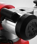 Close-up of No Fluff 370W Electric Angle Grinder motor for sharpening circular saw blades and alloy bits.