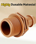 PVC To Drip Irrigation Adapter Three Quarter Inch Male Pipe Thread To One Half Inch Barbed Coupling For Drip Line And Threaded Hose Fittings Pack Of Ten Easy Install, brown PVC adapter