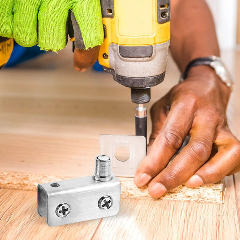 Installation of Stainless Steel Glass Door Hinges for 5 to 7mm Thick Glass, 4 Pack Pivot Hinges shown with drill.