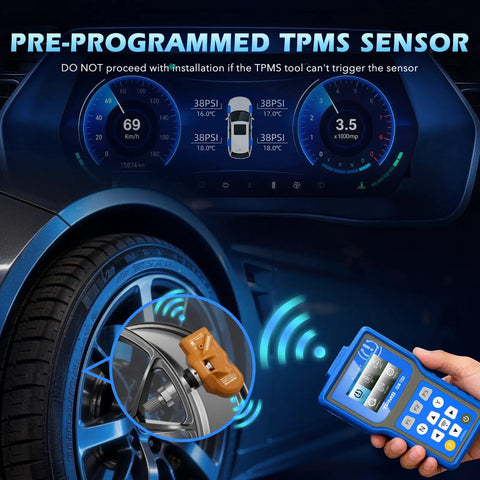 Four Pack 433MHz Tire Pressure Monitoring Sensor Kit for BMW Cars, Direct Fit OE Replacement TPMS Sensors, Durable Build, Easy Install, Perfect for Mini Cooper and Rolls Royce, Keeps You Rolling Smoothly pre-programmed TPMS sensor with wheel and trigger tool