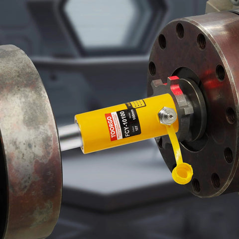 Heavy Duty 10 Ton 4 Inch Stroke Porta Power Hydraulic Cylinder Single Acting Jack For Shipbuilding And Industrial Use Auto Retract Yellow Durable Metal Construction installed in machinery