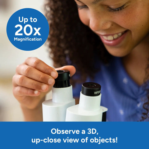 Beginner Stereo Microscope For Kids Eight To Twelve, Electronic Stereoscope Viewer Easy To Use With Specimens, kid using 20x binocular microscope