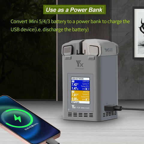 Two-Way Charging Hub For Mini 5 Pro, Mini 4 Pro, Mini 3 Pro Quick-Charge Dual Battery Dock with USB-C cable, charging phone