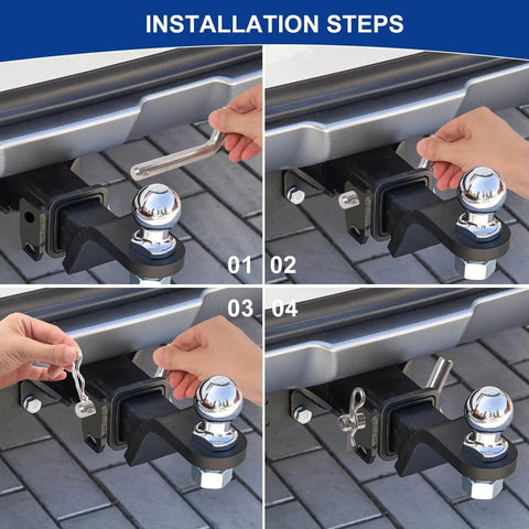 Easy Clip and Go Heavy Duty Trailer Hitch Pin and Clip With Grooved Head, 5/8 Inch Diameter shown in installation process